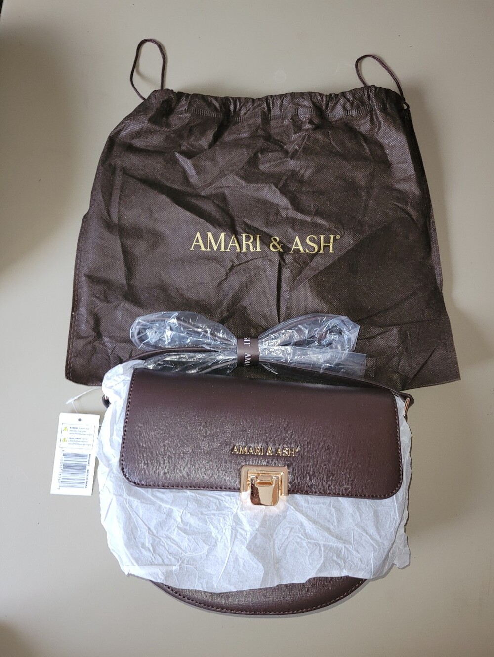 NWT - Amari & Ash Brown Faux Leather Crossbody Bag.